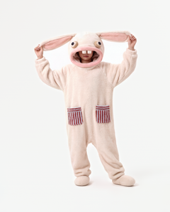 The Bunny Onesie in Marshmallow — coral fleece bunny onesie costume for adults