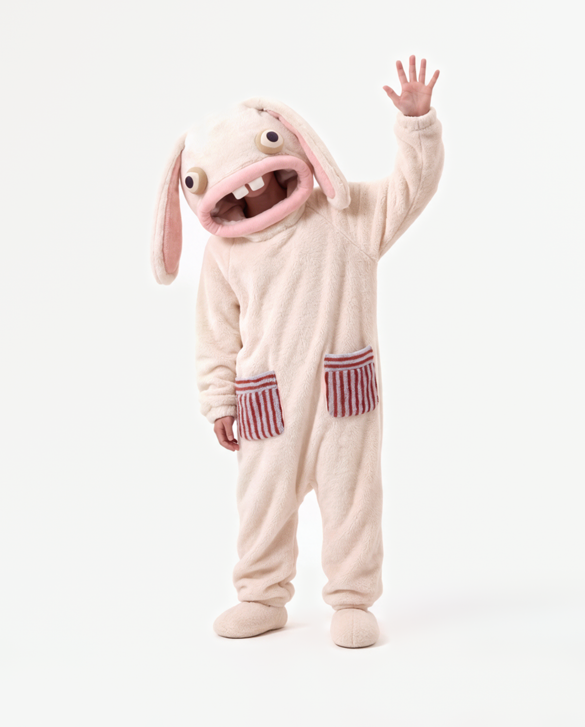 The Bunny Onesie in Marshmallow — coral fleece bunny onesie costume for adults