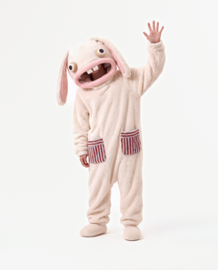 The Bunny Onesie in Marshmallow — coral fleece bunny onesie costume for adults