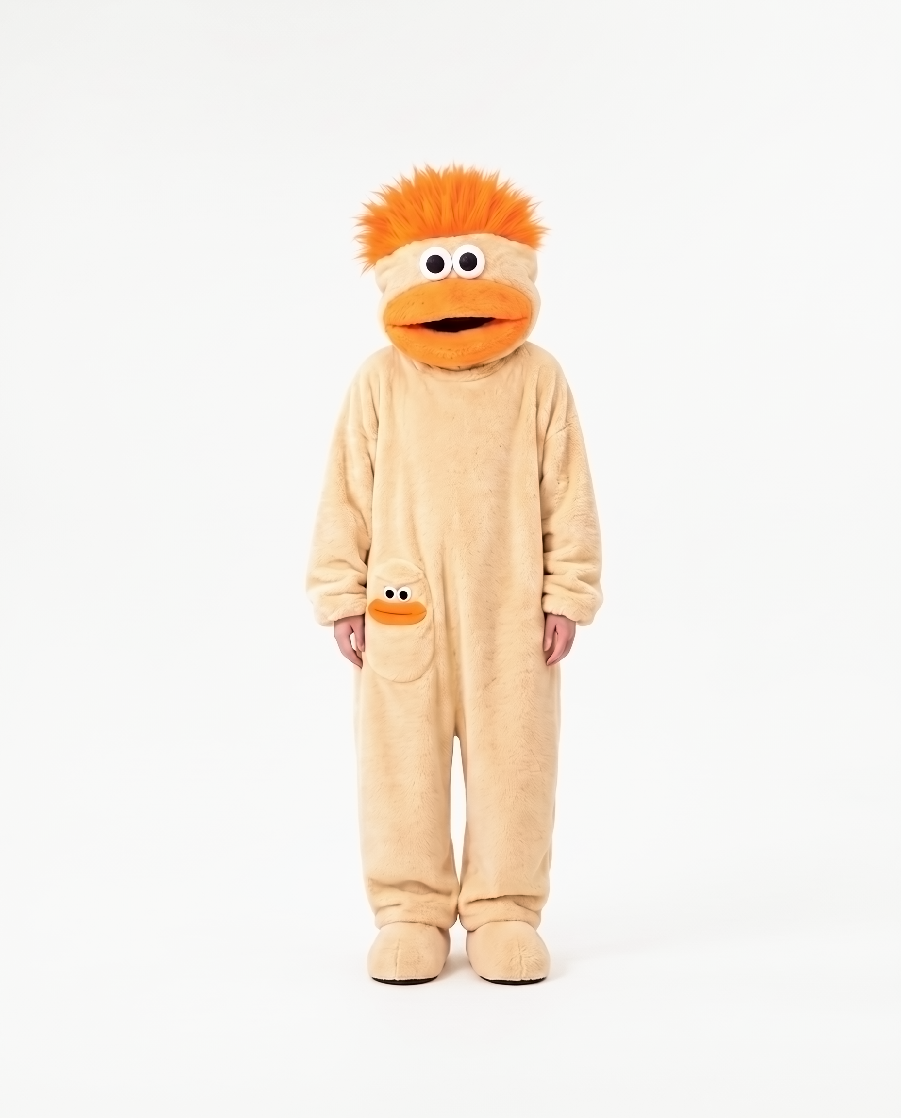 color:Butterscotch|Butterscotch monster onesie, front