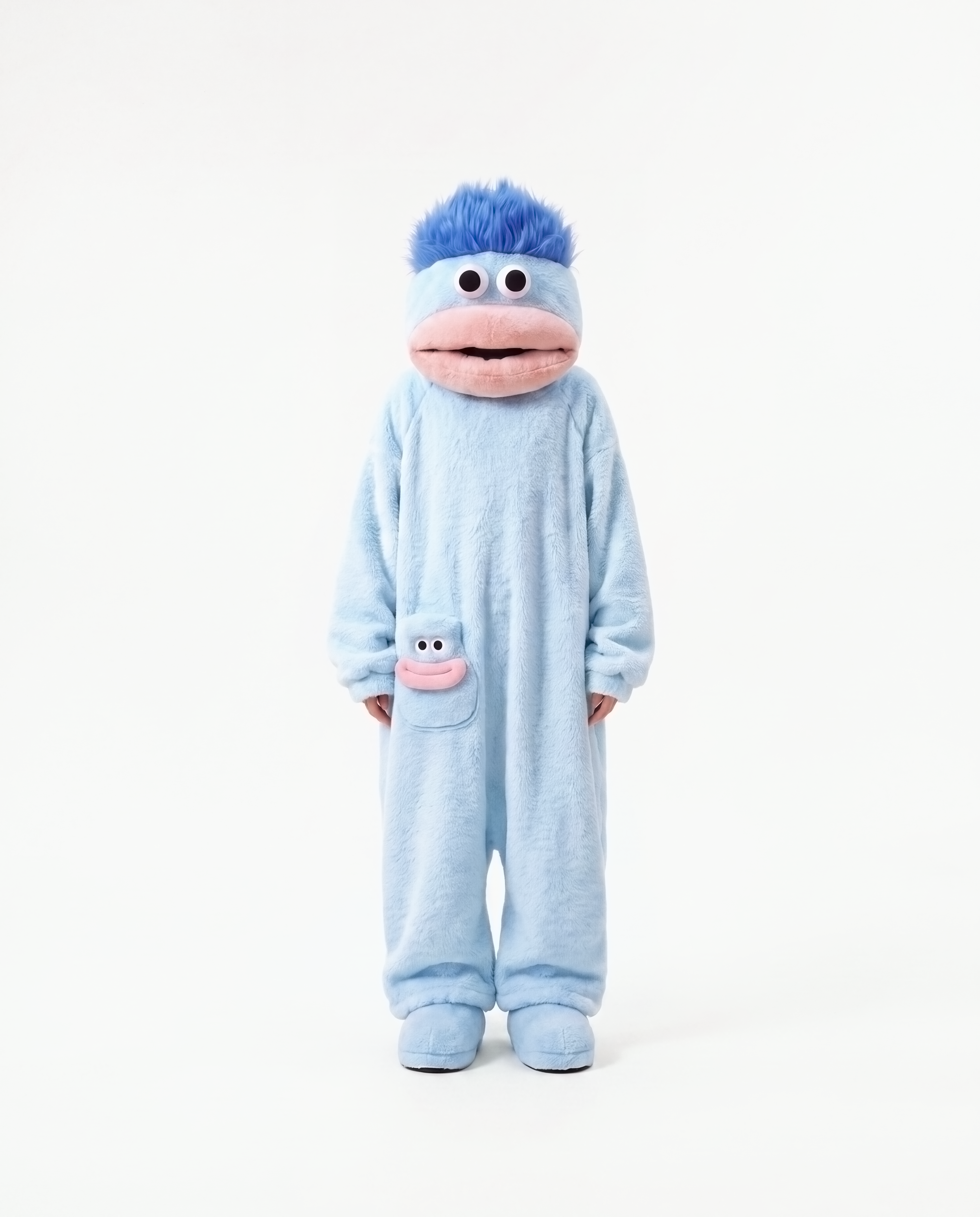color:Cloud Blue|Cloud Blue monster onesie, front