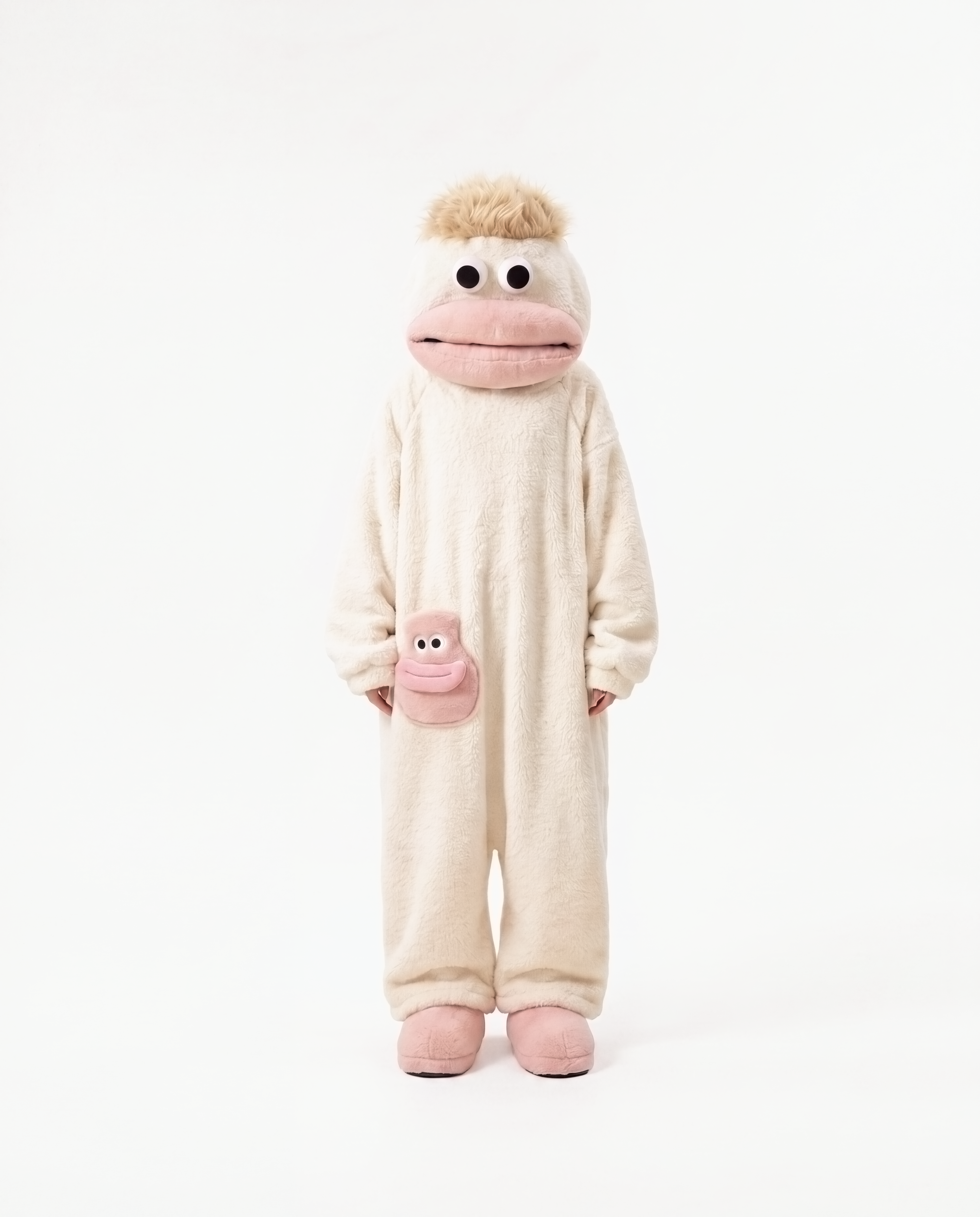 color:Coconut Cream|Coconut Cream monster onesie, front