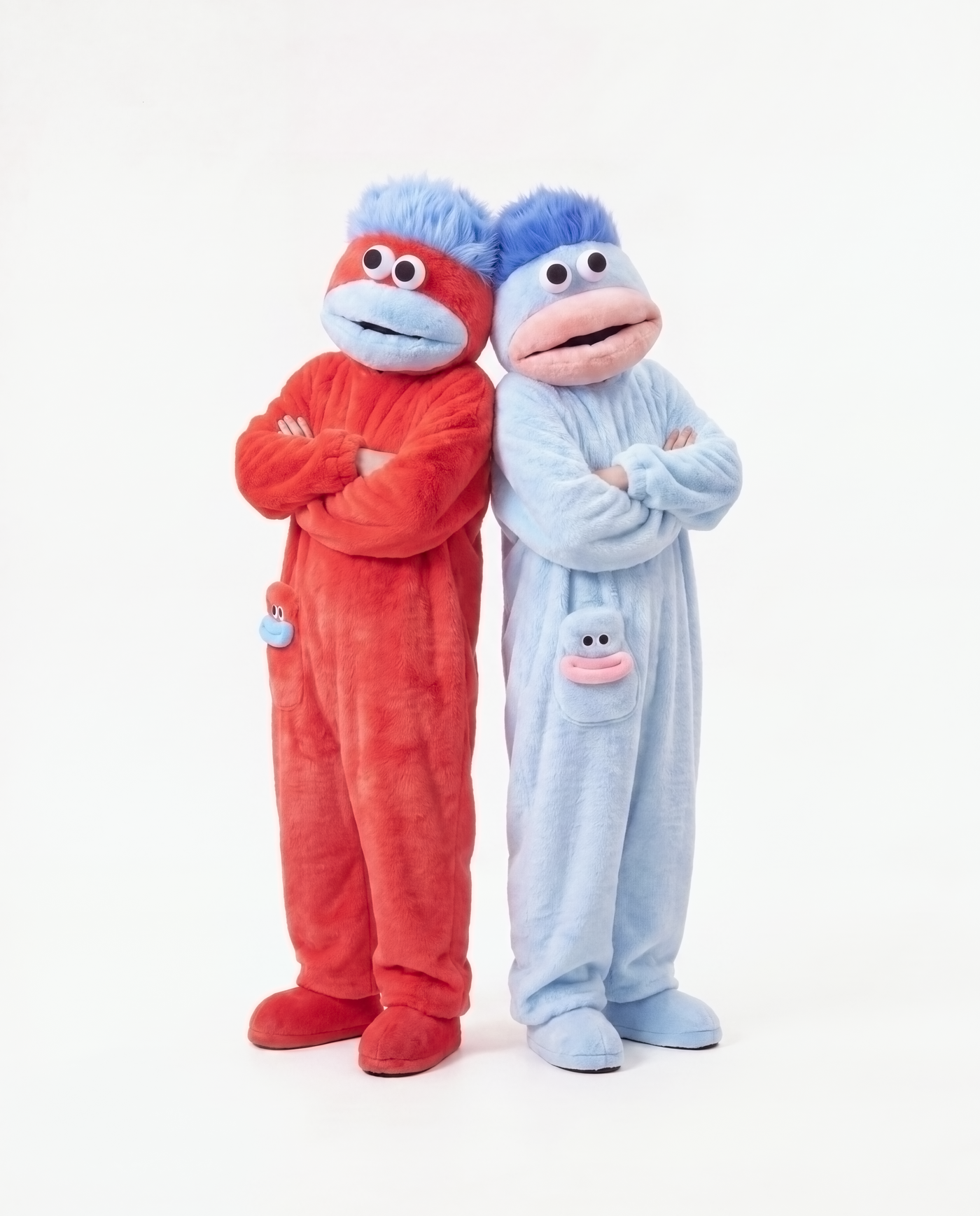 Cherry monster onesie with a friend