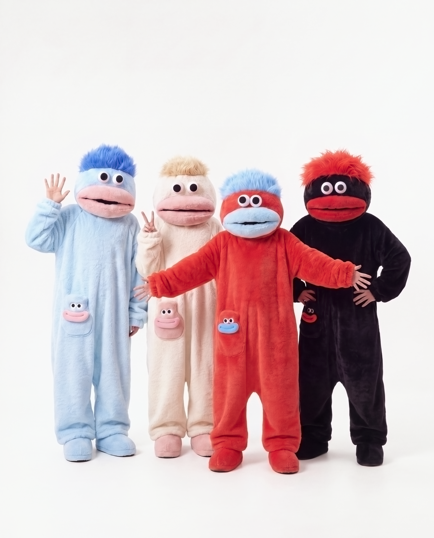 Cherry monster onesie with friends