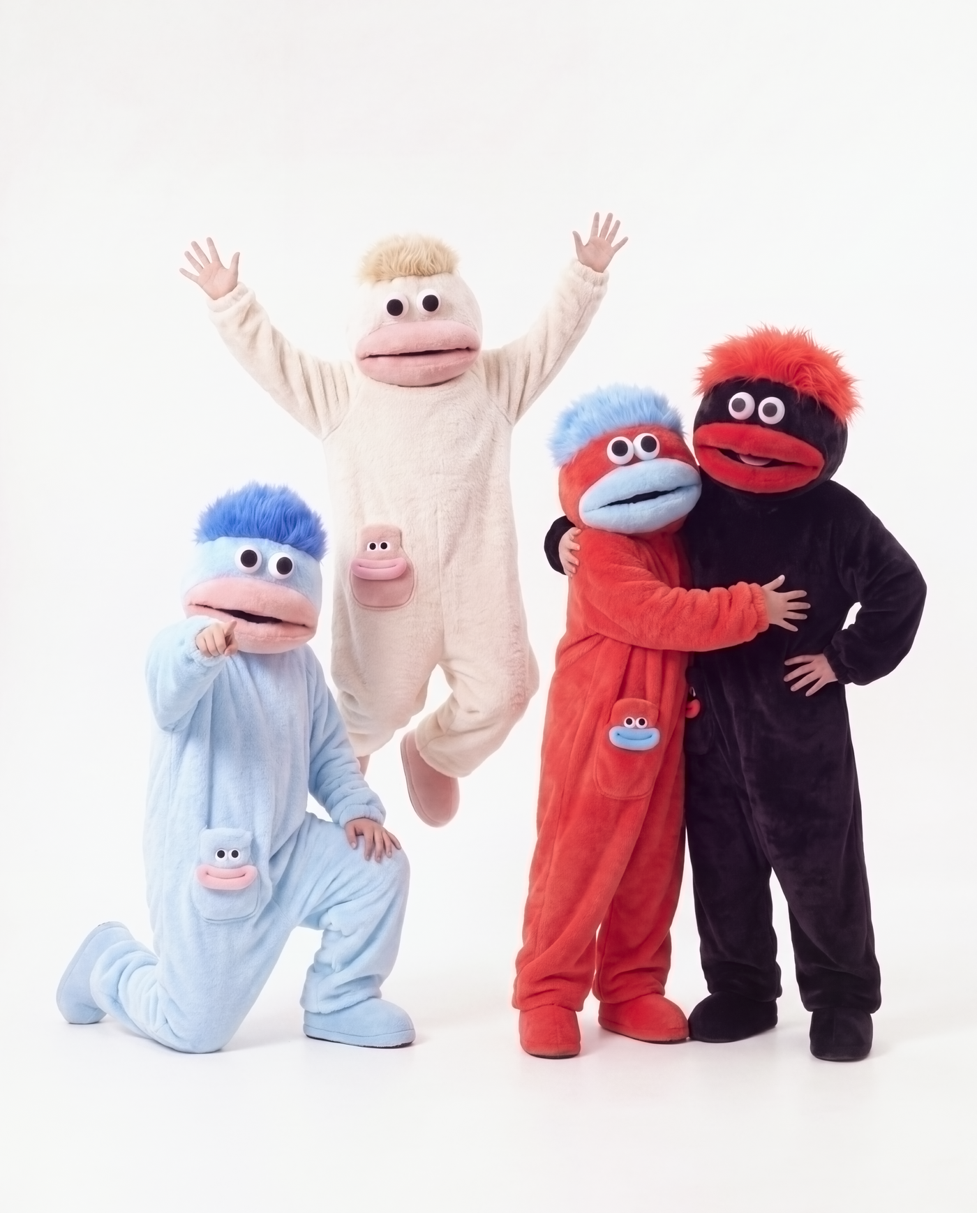 Cloud Blue monster onesie with friends