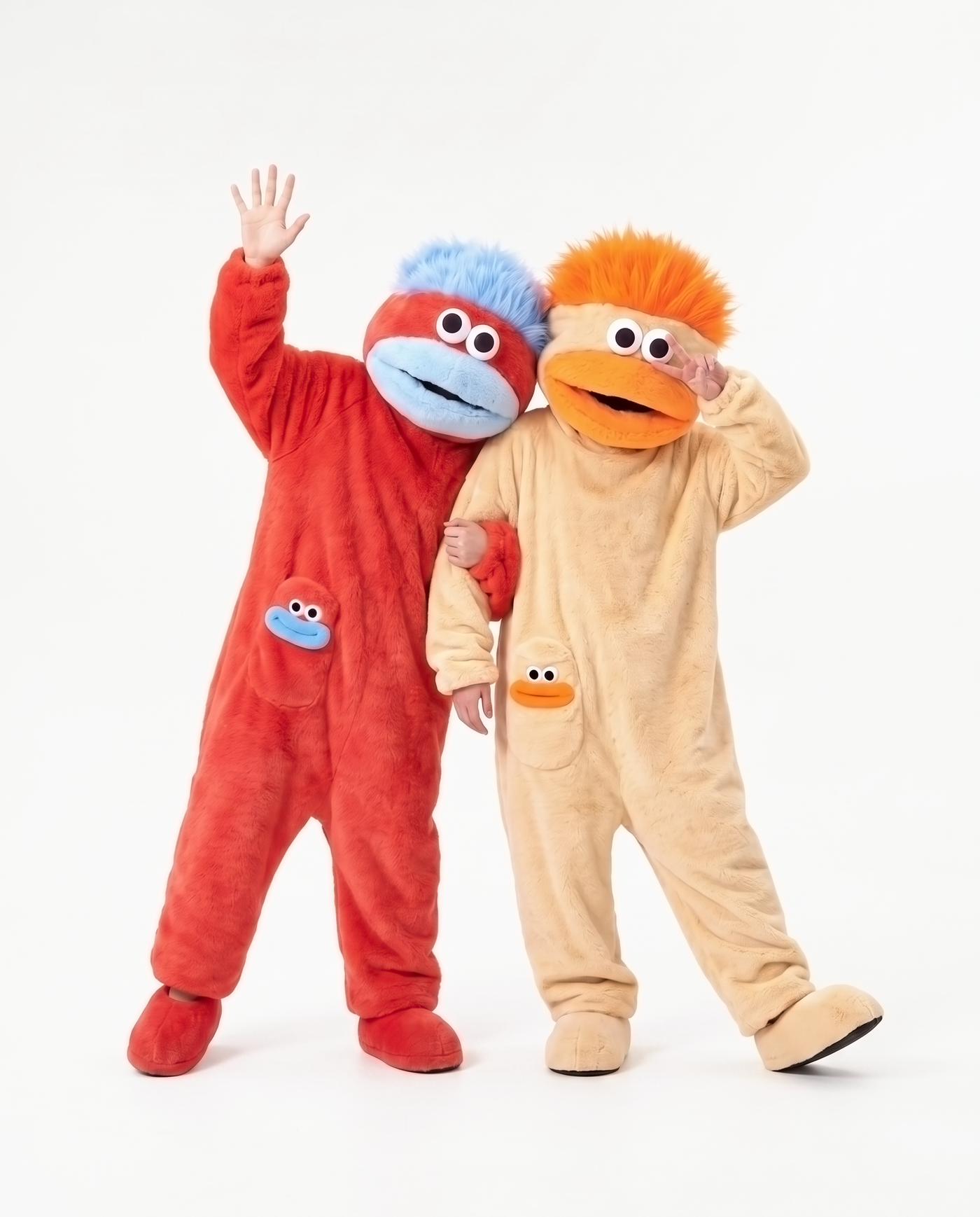Butterscotch monster onesie with friends