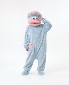 The Monster Onesie in Silver Blue — big mouth fleece monster onesie